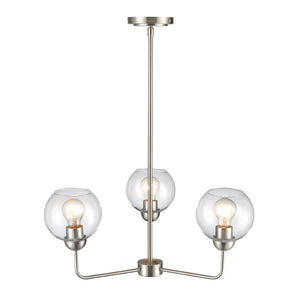 Atlas Astoria Modern 5-Light Chandelier - Midcentury Inspired Design with Clear Glass Globes & Brass Finish Brushed Nickel 23'' CL11060-NK