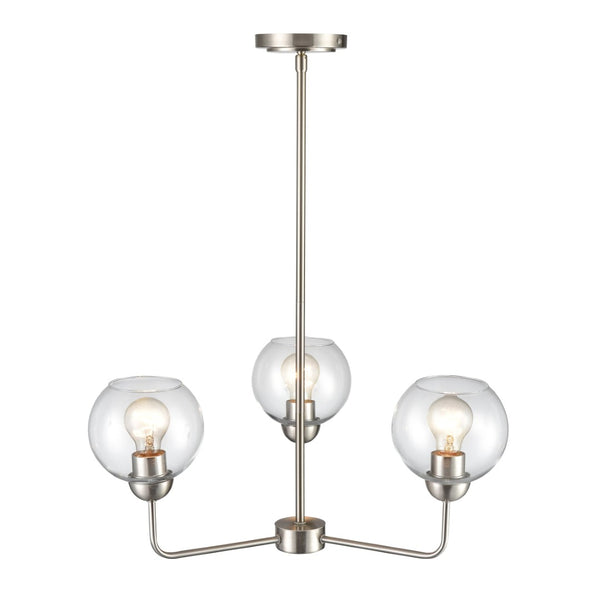 Atlas Astoria Modern 5-Light Chandelier - Midcentury Inspired Design with Clear Glass Globes & Brass Finish Brushed Nickel 23'' CL11060-NK