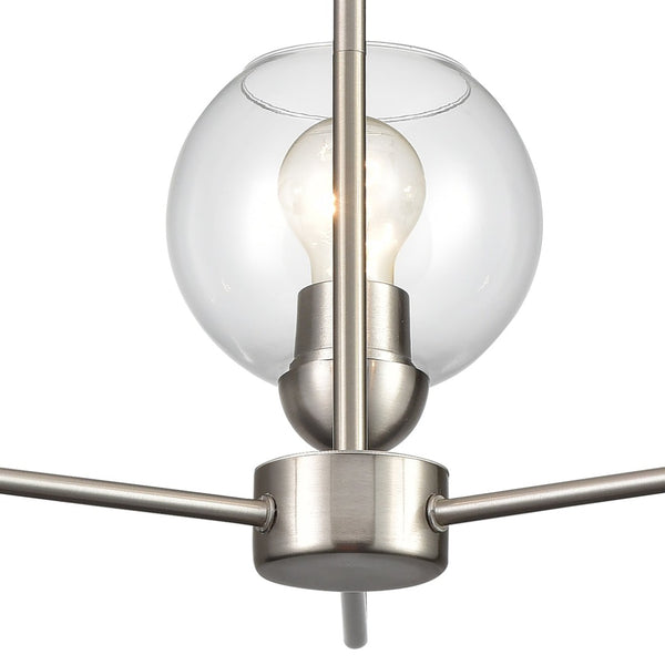 Atlas Astoria Modern 5-Light Chandelier - Midcentury Inspired Design with Clear Glass Globes & Brass Finish Brushed Nickel 23'' CL11060-NK
