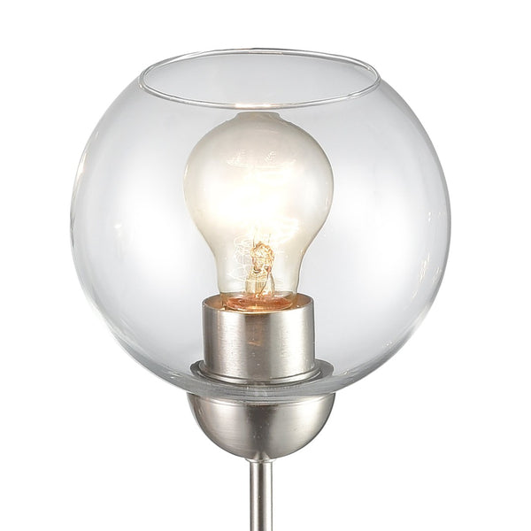 Atlas Astoria Modern 5-Light Chandelier - Midcentury Inspired Design with Clear Glass Globes & Brass Finish Brushed Nickel 23'' CL11060-NK