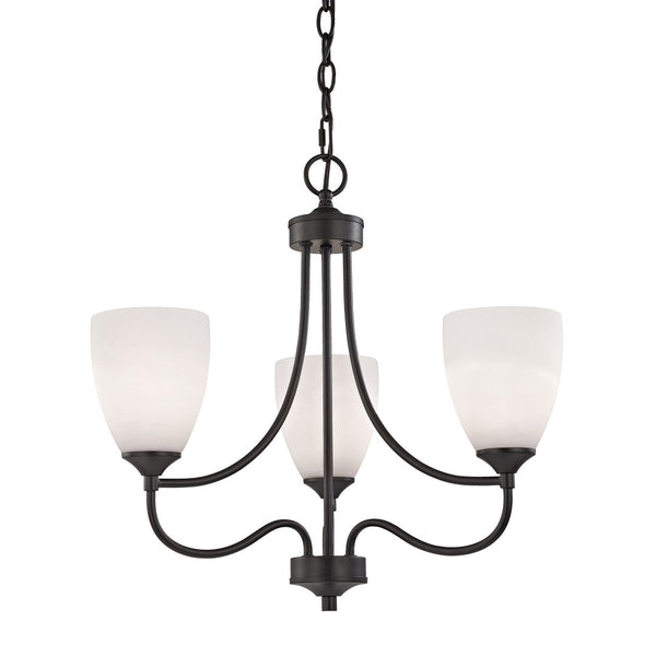 Atlas Arlington 22'' Wide 3-Light Chandelier - Elegant Oil Rubbed Bronze with White Glass for Modern Homes CL11061-BZ