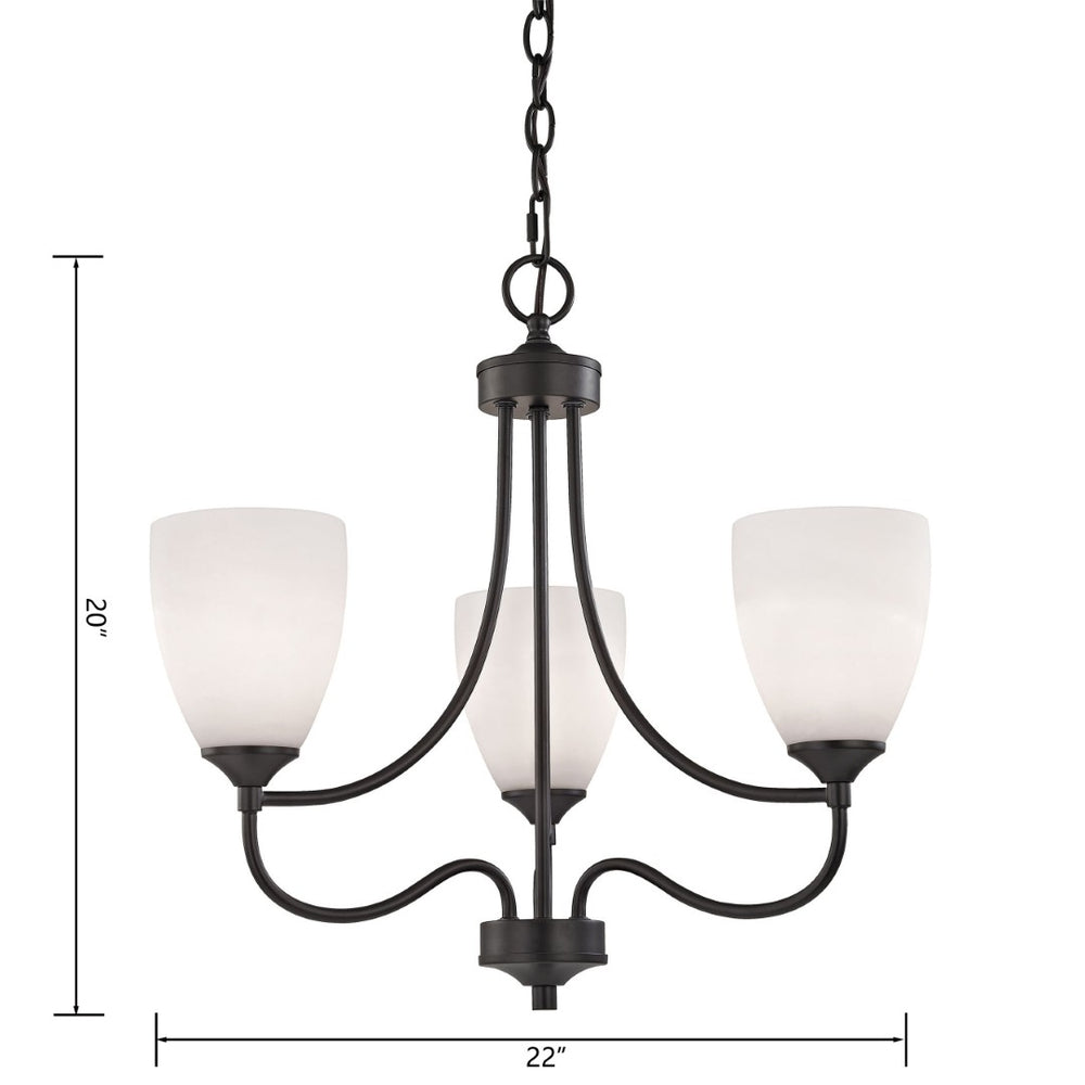 Atlas Arlington 22'' Wide 3-Light Chandelier - Elegant Oil Rubbed Bronze with White Glass for Modern Homes CL11061-BZ