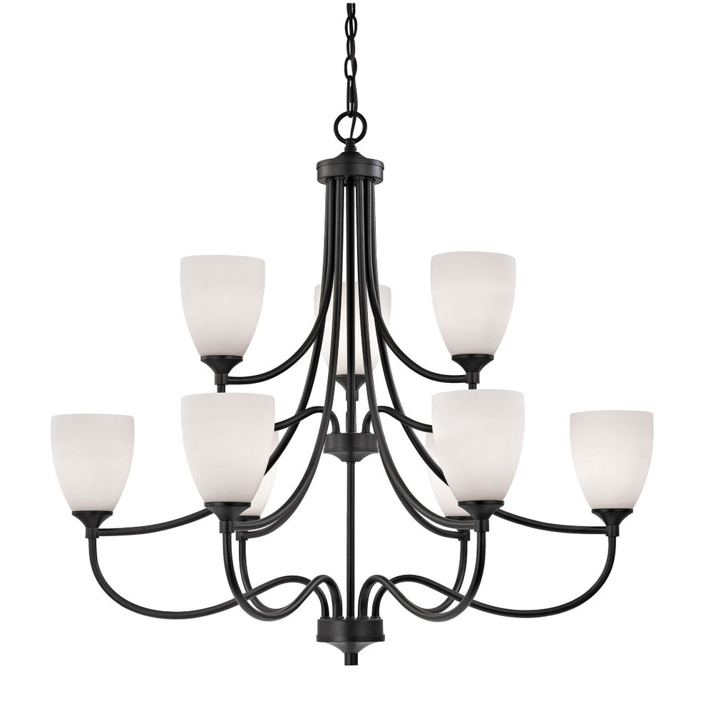 Atlas Arlington 36'' Wide 9-Light Chandelier - Timeless Elegance in Oil Rubbed Bronze with White Shades CL11062-BZ
