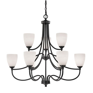 Atlas Arlington 36'' Wide 9-Light Chandelier - Timeless Elegance in Oil Rubbed Bronze with White Shades CL11062-BZ