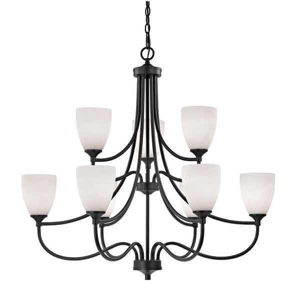 Atlas Arlington 36'' Wide 9-Light Chandelier - Timeless Elegance in Oil Rubbed Bronze with White Shades CL11062-BZ