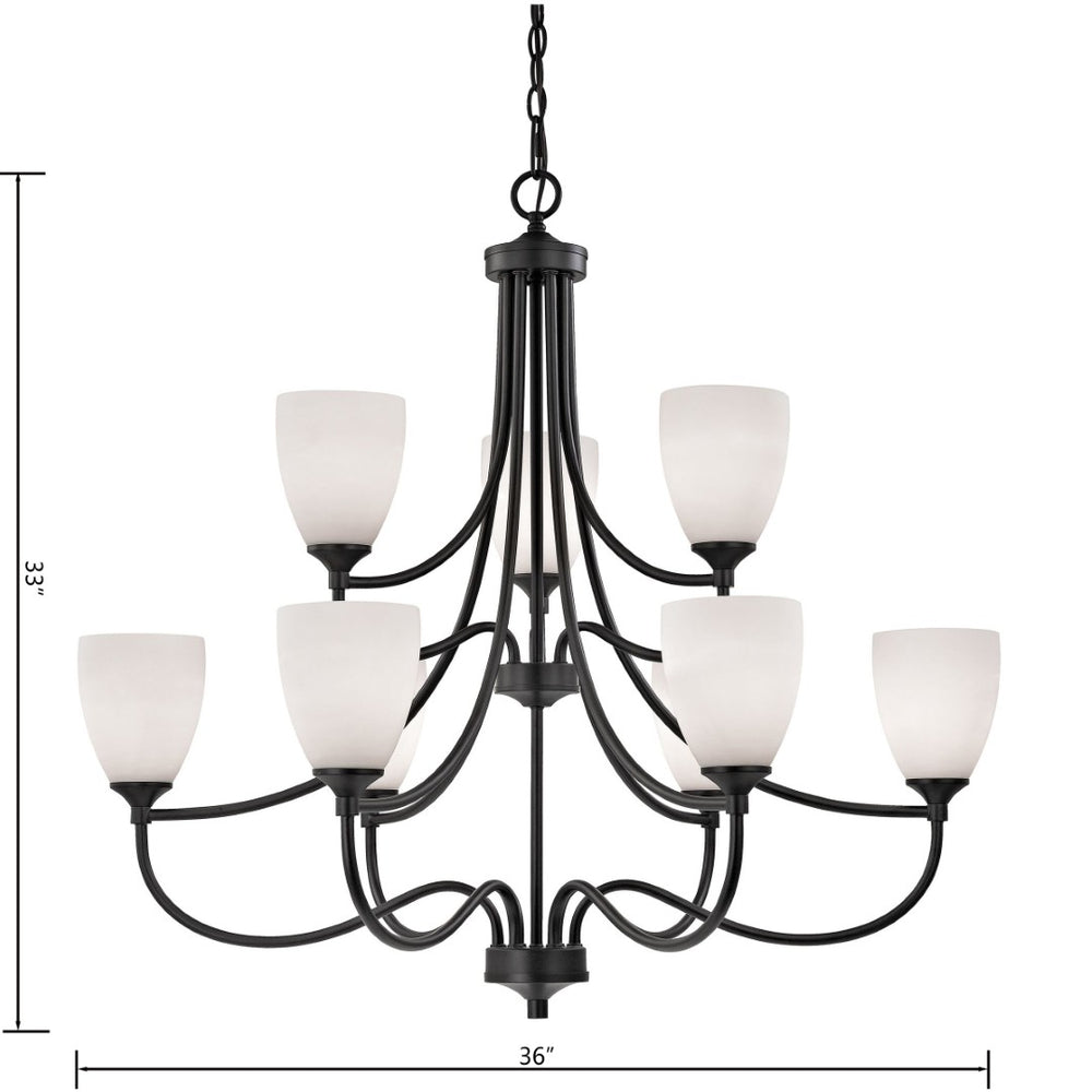 Atlas Arlington 36'' Wide 9-Light Chandelier - Timeless Elegance in Oil Rubbed Bronze with White Shades CL11062-BZ