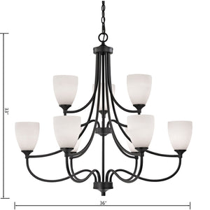 Atlas Arlington 36'' Wide 9-Light Chandelier - Timeless Elegance in Oil Rubbed Bronze with White Shades CL11062-BZ