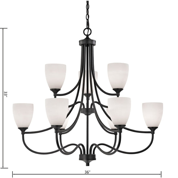 Atlas Arlington 36'' Wide 9-Light Chandelier - Timeless Elegance in Oil Rubbed Bronze with White Shades CL11062-BZ