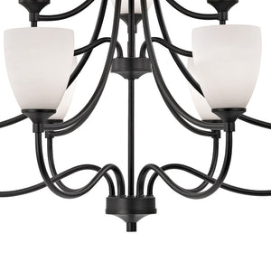 Atlas Arlington 36'' Wide 9-Light Chandelier - Timeless Elegance in Oil Rubbed Bronze with White Shades CL11062-BZ