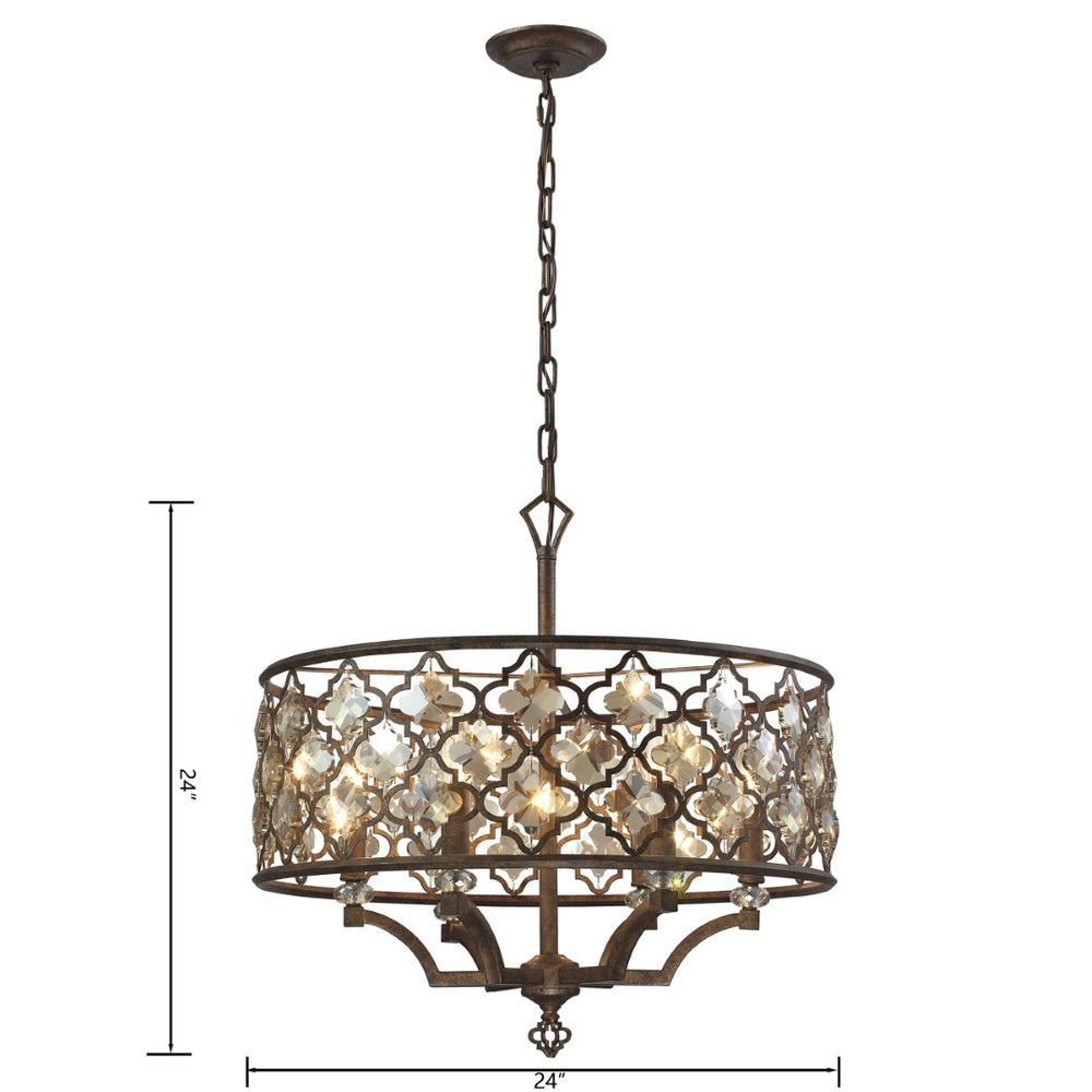Atlas Armand 24'' Wide 6-Light Chandelier - Elegant Weathered Bronze with Crystal Accents for Home Decor CL11063-BZ