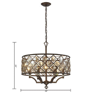 Atlas Armand 24'' Wide 6-Light Chandelier - Elegant Weathered Bronze with Crystal Accents for Home Decor CL11063-BZ