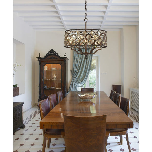 Atlas Armand 24'' Wide 6-Light Chandelier - Elegant Weathered Bronze with Crystal Accents for Home Decor CL11063-BZ