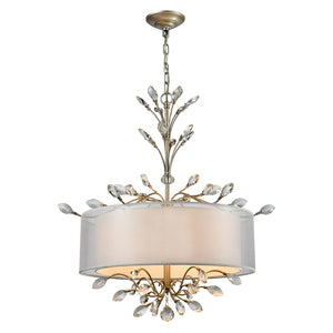 Atlas Asbury Chandelier with Crystal Accents and Nature-Inspired Design for Elegant Indoor Lighting Aged Silver 26'' CL11068-SV