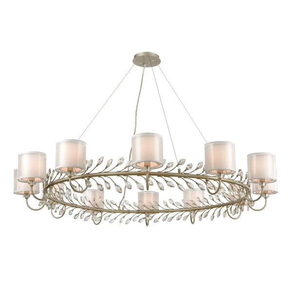 Atlas Asbury Chandelier with Crystal Accents and Nature-Inspired Design for Elegant Indoor Lighting Aged Silver 62'' CL11069-SV