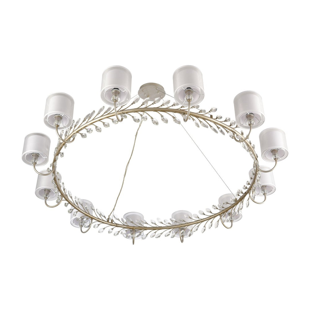 Atlas Asbury Chandelier with Crystal Accents and Nature-Inspired Design for Elegant Indoor Lighting Aged Silver 62'' CL11069-SV