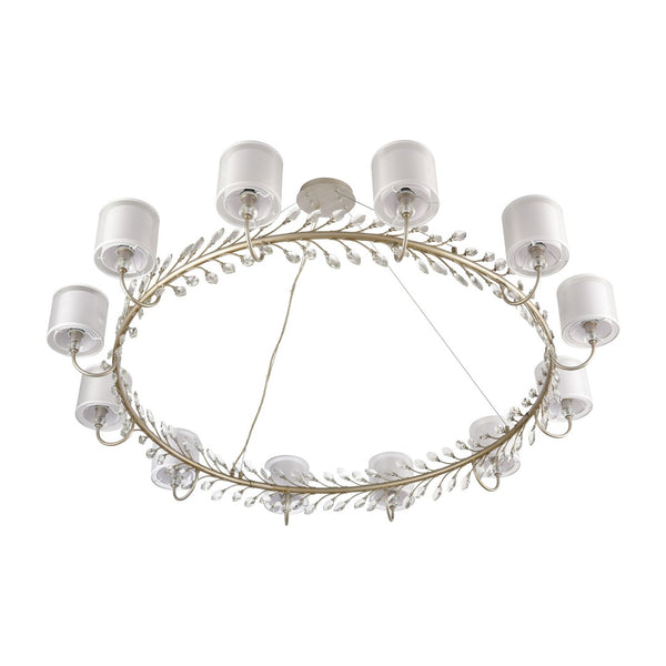 Atlas Asbury Chandelier with Crystal Accents and Nature-Inspired Design for Elegant Indoor Lighting Aged Silver 62'' CL11069-SV