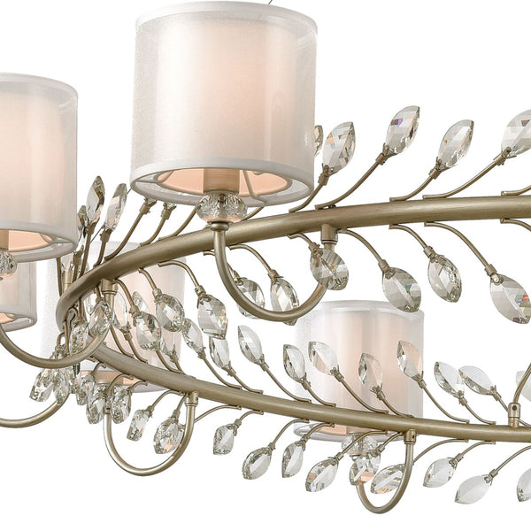 Atlas Asbury Chandelier with Crystal Accents and Nature-Inspired Design for Elegant Indoor Lighting Aged Silver 62'' CL11069-SV