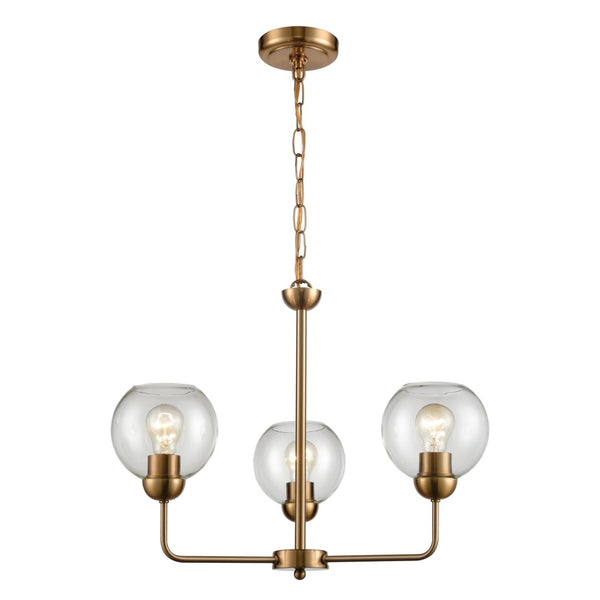 Atlas Astoria Chandelier - Midcentury Modern Design with Clear Glass Globes for Elegant Indoor Spaces Satin Gold CL11070-GD