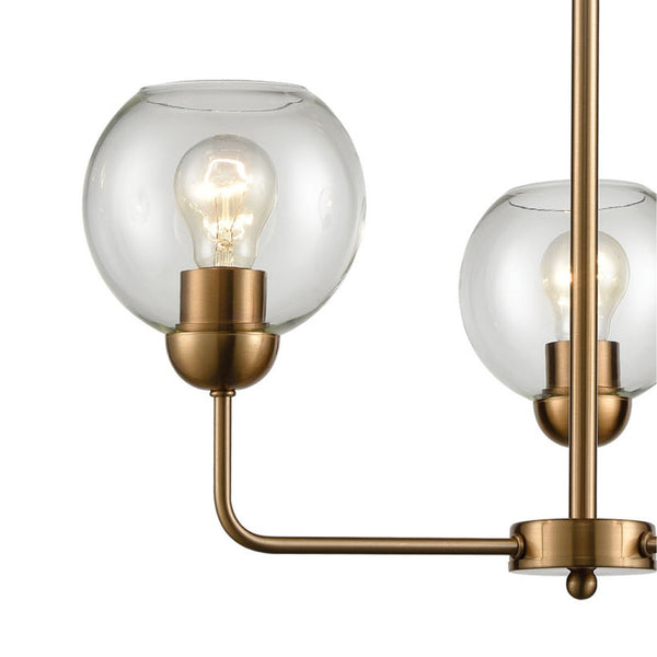 Atlas Astoria Chandelier - Midcentury Modern Design with Clear Glass Globes for Elegant Indoor Spaces Satin Gold CL11070-GD