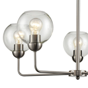 Atlas Astoria Chandelier - Midcentury Modern Design with Clear Glass Globes for Elegant Indoor Spaces Brushed Nickel 28'' CL11071-NK