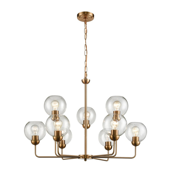 Atlas Astoria 32'' Wide 9-Light Chandelier - Midcentury Modern Satin Gold Design for Bright Elegance CL11072-GD