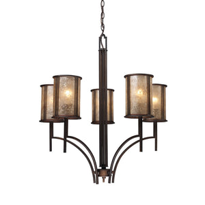 Atlas Barringer 5-Light Chandelier - Mission-Inspired Design with Tan Mica Shades for Timeless Elegance Aged Bronze 29'' CL11074-BZ