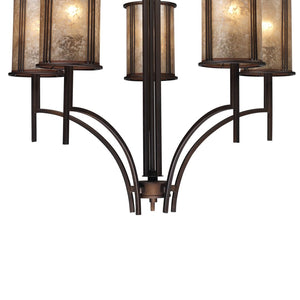 Atlas Barringer 5-Light Chandelier - Mission-Inspired Design with Tan Mica Shades for Timeless Elegance Aged Bronze 29'' CL11074-BZ