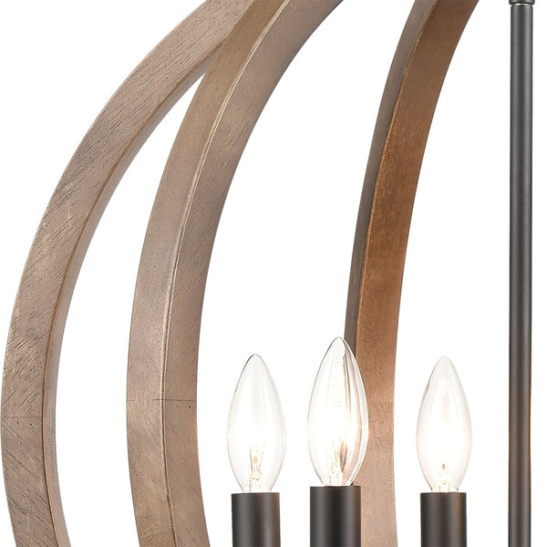 Atlas Barrow 22'' Wide 6-Light Chandelier - Modern Farmhouse Design in Matte Black & Birchwood Frame CL11077-NA