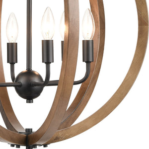 Atlas Barrow 22'' Wide 6-Light Chandelier - Modern Farmhouse Design in Matte Black & Birchwood Frame CL11077-NA