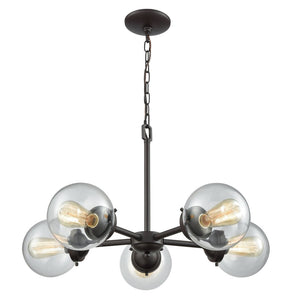 Atlas Beckett 5-Light Chandelier in Oil Rubbed Bronze - Modern Globe Shades for Stylish Interiors CL11080-BZ2