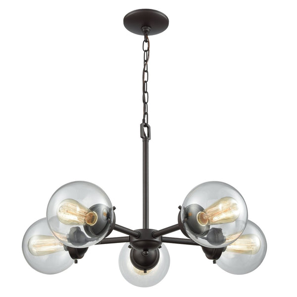 Atlas Beckett 5-Light Chandelier in Oil Rubbed Bronze - Modern Globe Shades for Stylish Interiors CL11080-BZ2