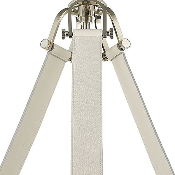 Atlas Bergamo 29'' Wide 6-Light Chandelier - Luxurious Polished Nickel with Leather Accents & Candle Holders CL11082-NK