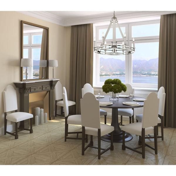 Atlas Bergamo 29'' Wide 6-Light Chandelier - Luxurious Polished Nickel with Leather Accents & Candle Holders CL11082-NK