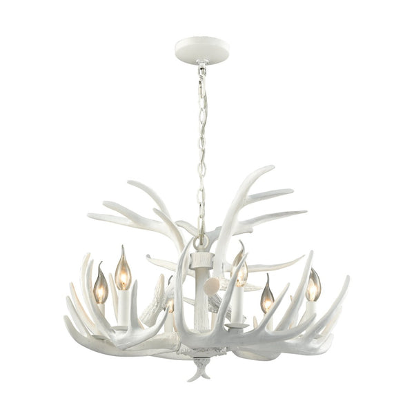 Atlas Big Sky Nature-Inspired 6-Light Chandelier - Rustic Elegance for Modern Home Spaces and Décor White 25'' CL11083-WH