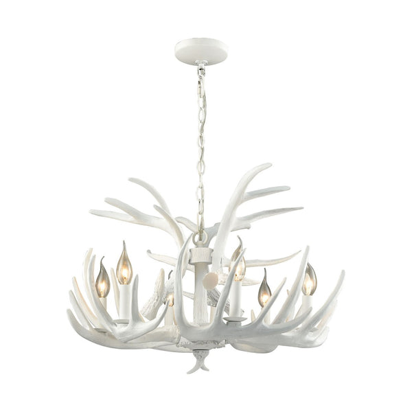 Atlas Big Sky Nature-Inspired 6-Light Chandelier - Rustic Elegance for Modern Home Spaces and Décor White 25'' CL11083-WH
