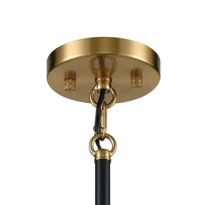 Atlas Blakeslee 33'' Wide 8-Light Chandelier – Modern Matte Black Fixture with Glass Cylinders & Brass Accents CL11084-BK