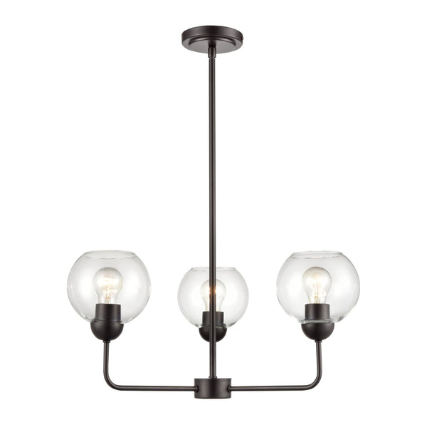 Atlas Boman Modern 3-Light Chandelier - Midcentury-Inspired Design with Clear Glass Globes for Elegance Oil Rubbed Bronze 23'' CL11085-BZ