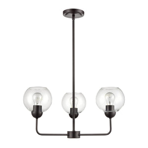 Atlas Boman Modern 3-Light Chandelier - Midcentury-Inspired Design with Clear Glass Globes for Elegance Oil Rubbed Bronze 23'' CL11085-BZ