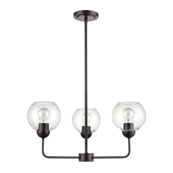 Atlas Boman Modern 3-Light Chandelier - Midcentury-Inspired Design with Clear Glass Globes for Elegance Oil Rubbed Bronze 23'' CL11085-BZ