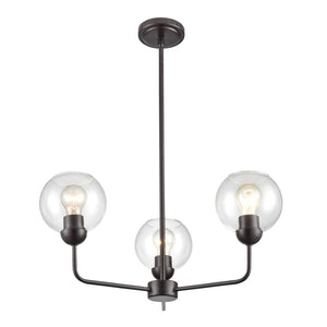 Atlas Boman Modern 3-Light Chandelier - Midcentury-Inspired Design with Clear Glass Globes for Elegance Oil Rubbed Bronze 23'' CL11085-BZ