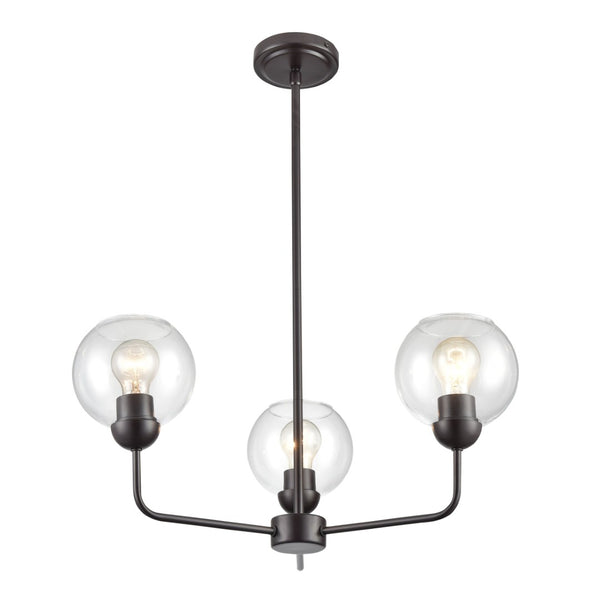 Atlas Boman Modern 3-Light Chandelier - Midcentury-Inspired Design with Clear Glass Globes for Elegance Oil Rubbed Bronze 23'' CL11085-BZ
