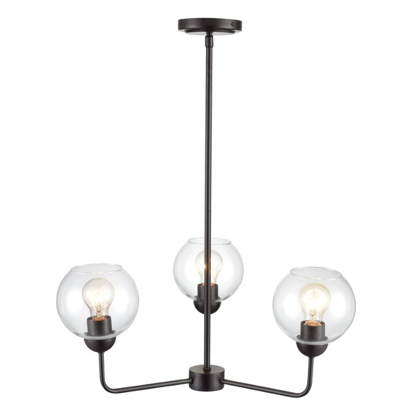 Atlas Boman Modern 3-Light Chandelier - Midcentury-Inspired Design with Clear Glass Globes for Elegance Oil Rubbed Bronze 23'' CL11085-BZ