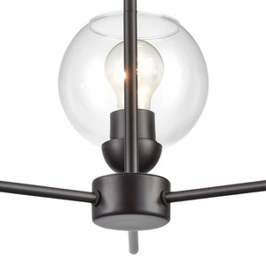Atlas Boman Modern 3-Light Chandelier - Midcentury-Inspired Design with Clear Glass Globes for Elegance Oil Rubbed Bronze 23'' CL11085-BZ