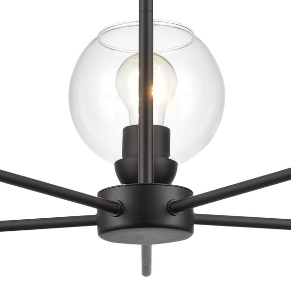 Atlas Boman Modern 3-Light Chandelier - Midcentury-Inspired Design with Clear Glass Globes for Elegance Matte Black 28'' CL11086-BK
