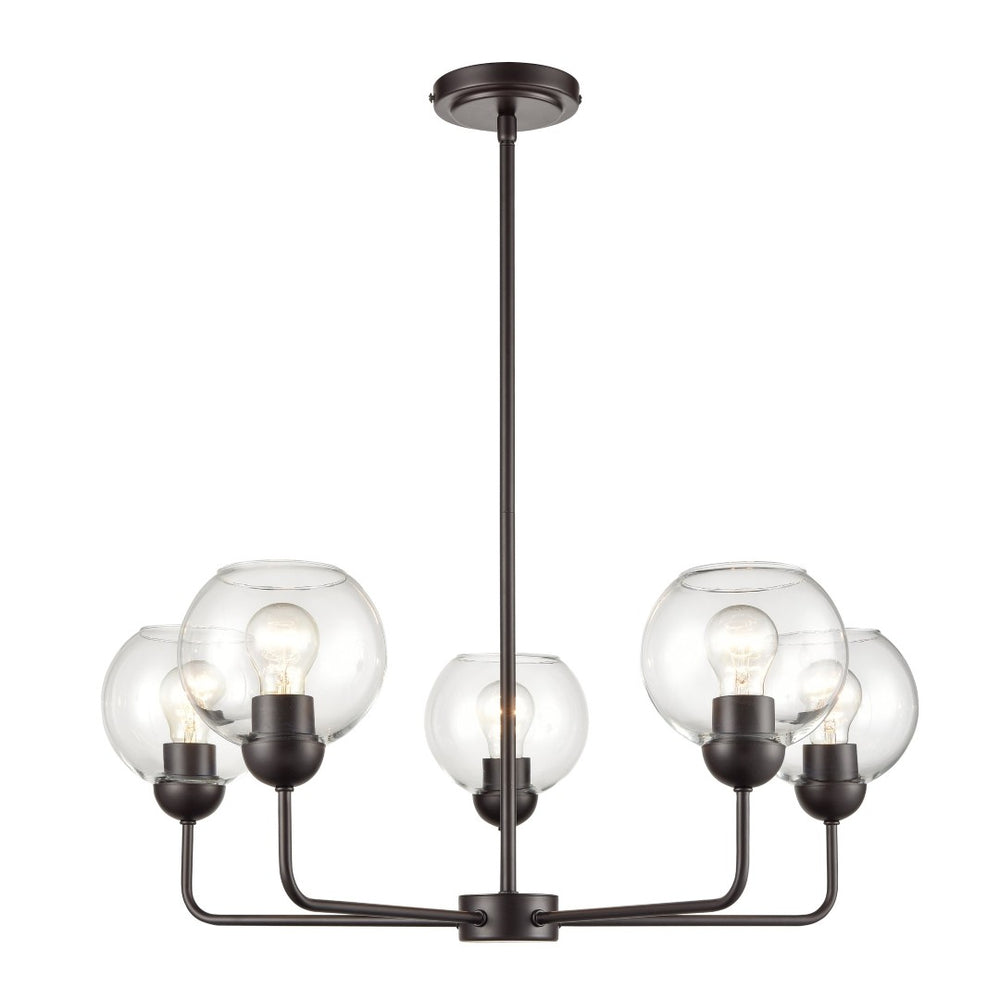 Atlas Boman Modern 3-Light Chandelier - Midcentury-Inspired Design with Clear Glass Globes for Elegance Oil Rubbed Bronze 28'' CL11086-BZ