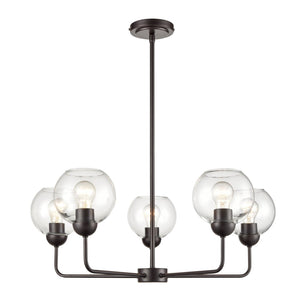 Atlas Boman Modern 3-Light Chandelier - Midcentury-Inspired Design with Clear Glass Globes for Elegance Oil Rubbed Bronze 28'' CL11086-BZ