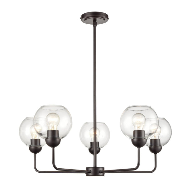 Atlas Boman Modern 3-Light Chandelier - Midcentury-Inspired Design with Clear Glass Globes for Elegance Oil Rubbed Bronze 28'' CL11086-BZ
