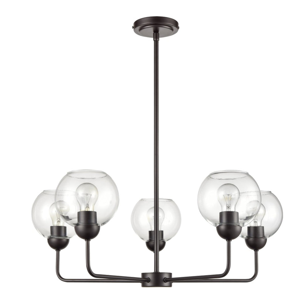 Atlas Boman Modern 3-Light Chandelier - Midcentury-Inspired Design with Clear Glass Globes for Elegance Oil Rubbed Bronze 28'' CL11086-BZ