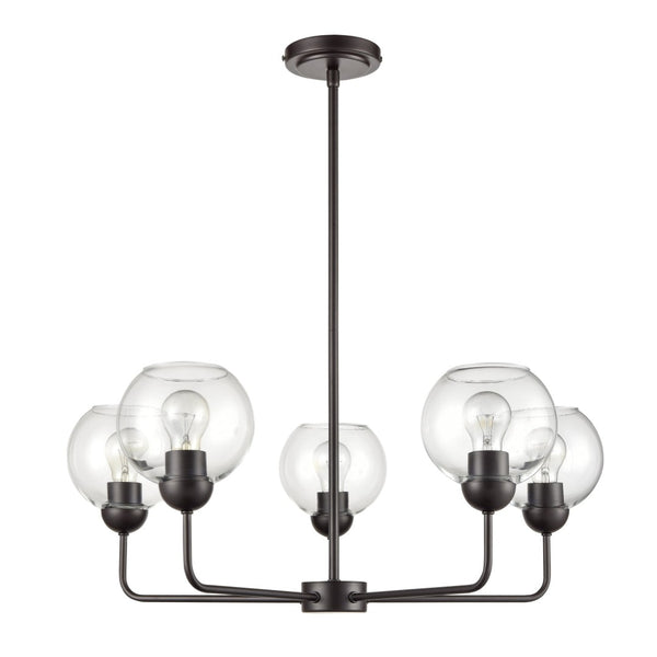 Atlas Boman Modern 3-Light Chandelier - Midcentury-Inspired Design with Clear Glass Globes for Elegance Oil Rubbed Bronze 28'' CL11086-BZ