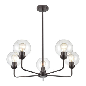 Atlas Boman Modern 3-Light Chandelier - Midcentury-Inspired Design with Clear Glass Globes for Elegance Oil Rubbed Bronze 28'' CL11086-BZ